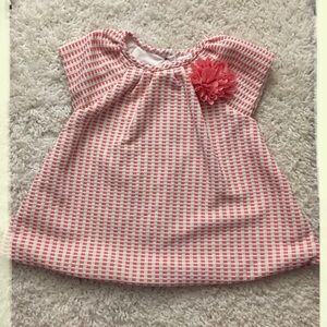 Girls Pastourelle by Pippa & Julie Pink and White Checkered Top: Size 18Mos